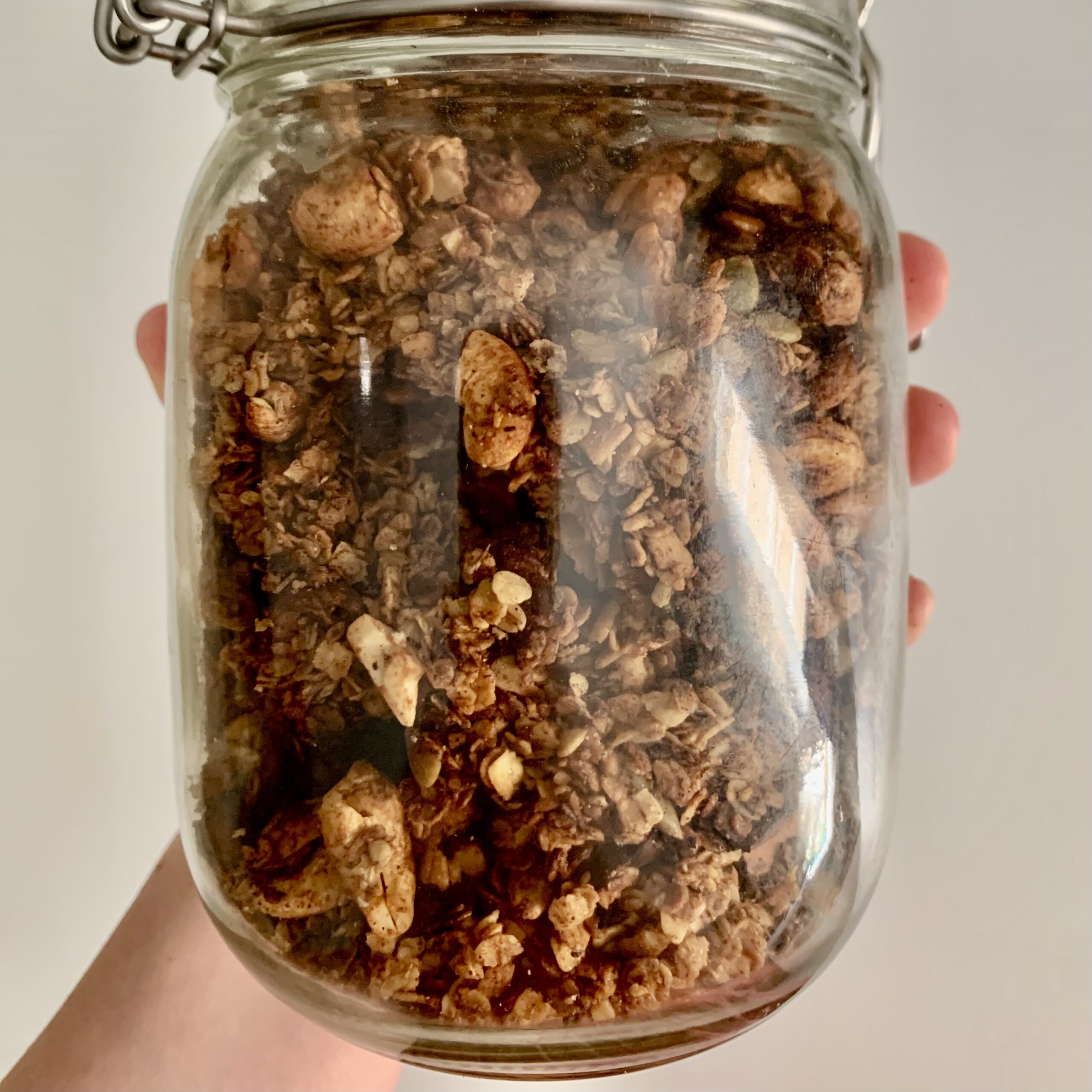 Jar of homemade granola